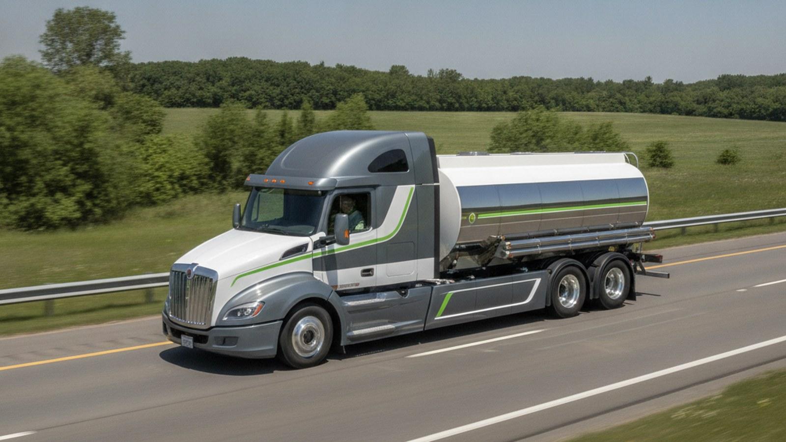 Material-hauling truck on the road